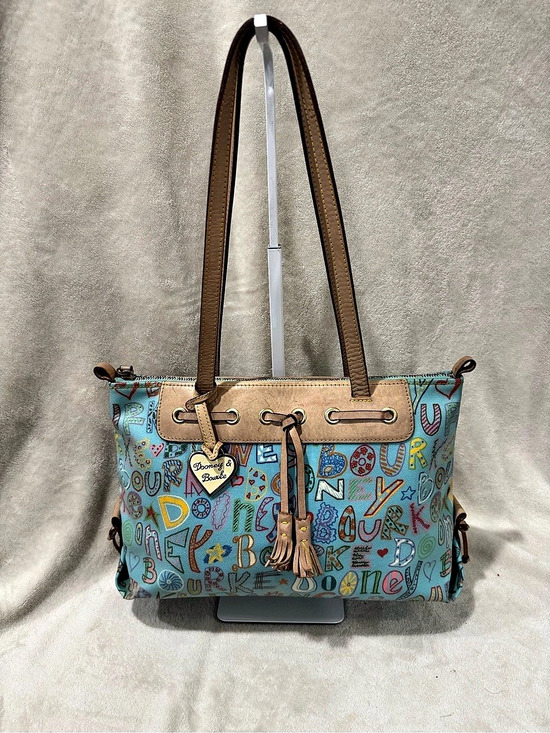 Dooney & Bourke Handbags - Dooney & Bourke Doodle II Coated Cotton Tote Blue & Brown